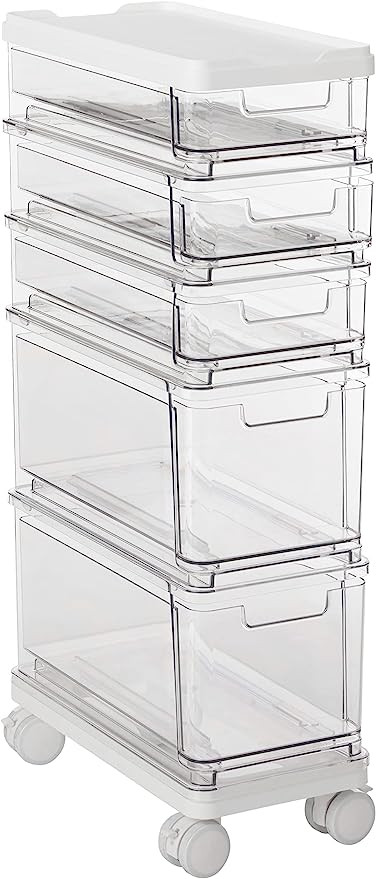 iDesign The Sarah Tanno Collection 5-Drawer Stacking Cosmetic Organizer Cart, Clear | Amazon (US)