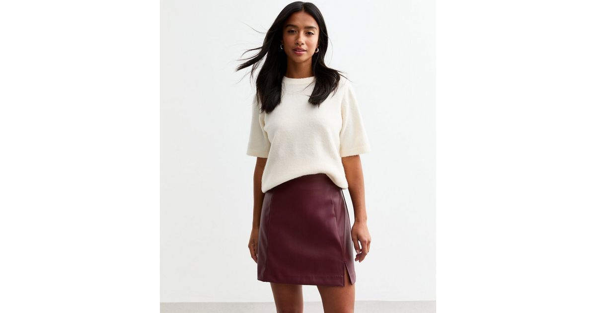 Petite Burgundy Faux Leather Mini Skirt 
						
						Add to Saved Items
						Remove from Saved ... | New Look (UK)