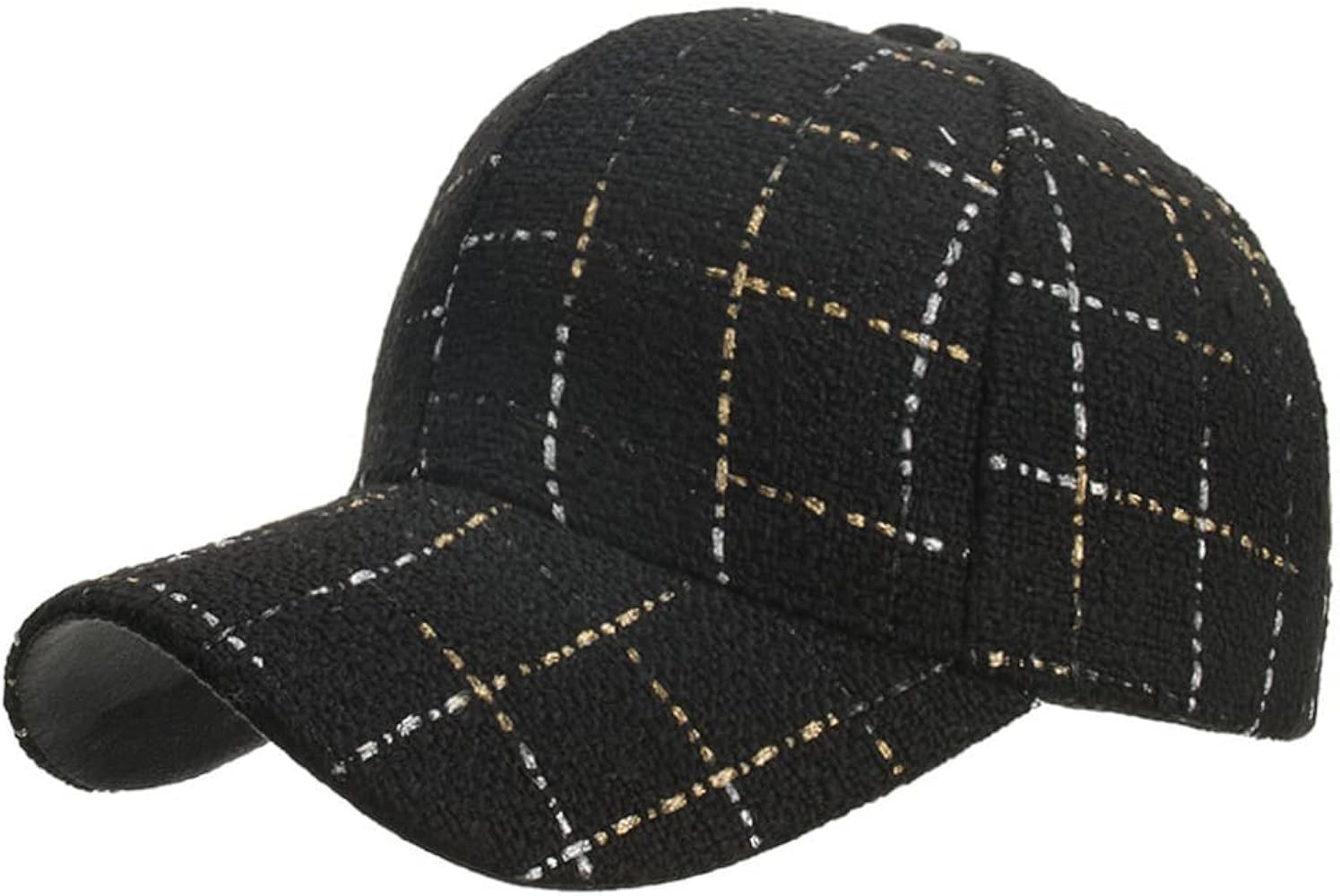 Unisex Black White Plaid Print Woolen Tweed Baseball Cap Adjustable for Men Women Fall Winter Hat... | Amazon (US)