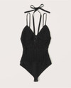 Click for more info about Strappy Crochet Halter Bodysuit