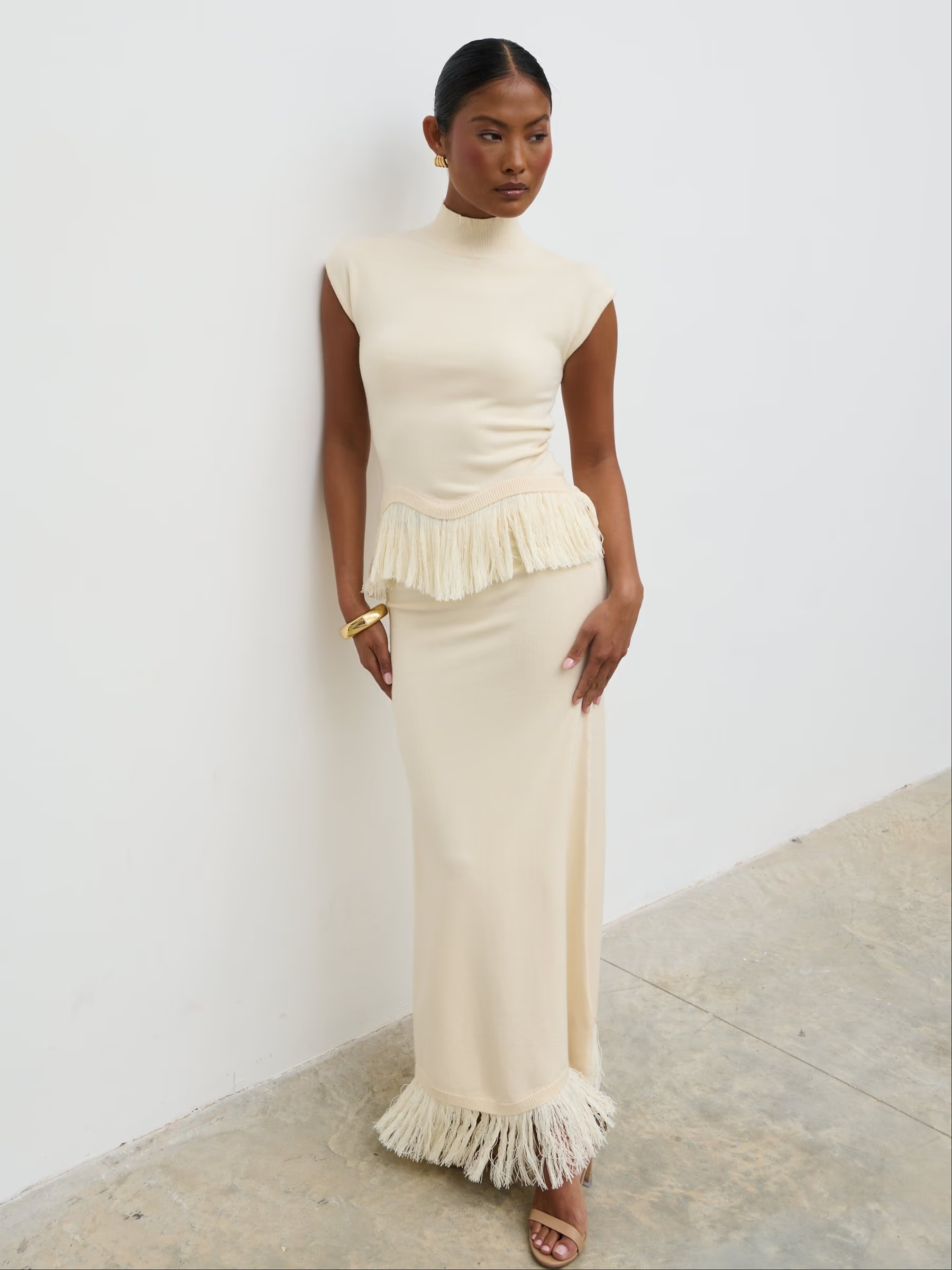 Orlendina Fringe Knit Midaxi Skirt | Pretty Lavish (UK)