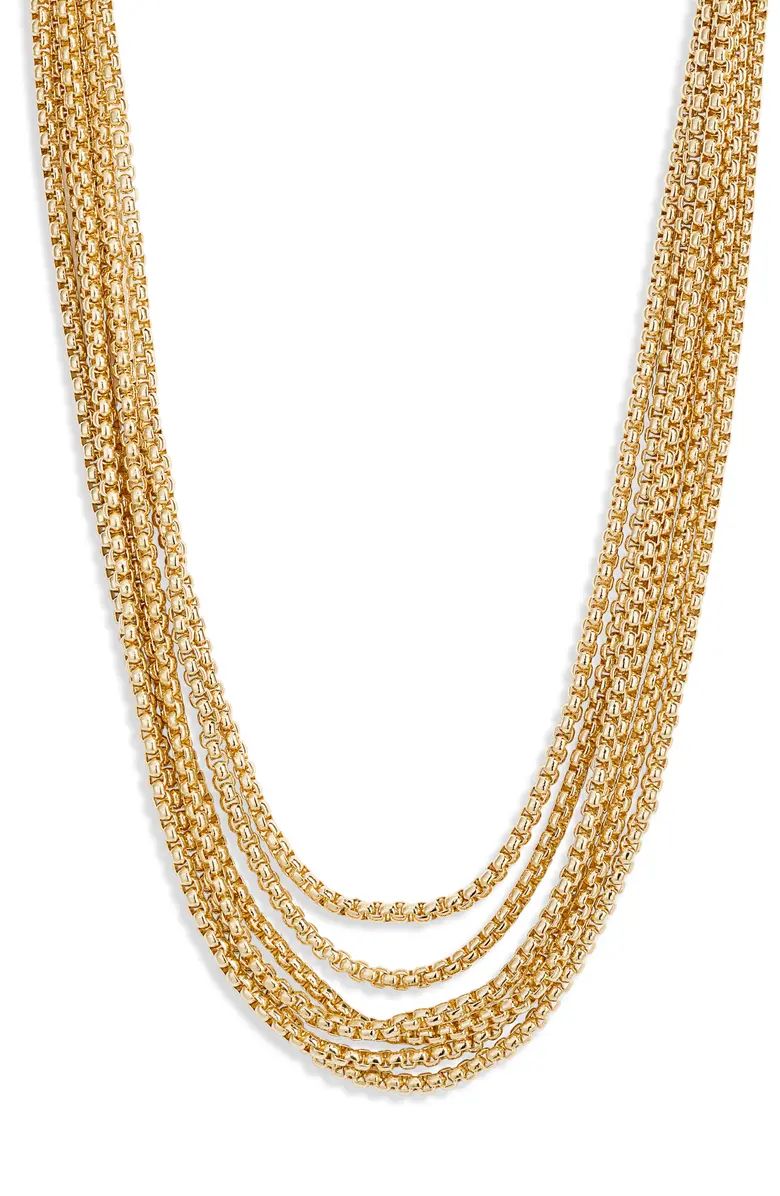 Open Edit Layered Box Chain Collar Necklace | Nordstrom | Nordstrom