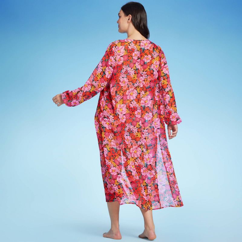 Women's Long Sleeve Open-Front Maxi Cover Up - Shade & Shore™ Multi Floral Print | Target