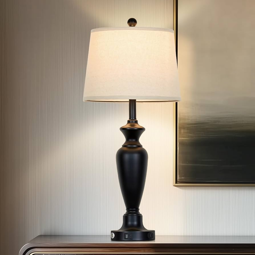 Cinyirong 30" Tall Black Table Lamp, 3-Way Dimmable Touch Control Bedside Lamp with USB A+C & AC ... | Amazon (CA)