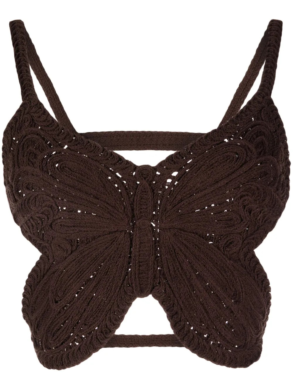 Blumarine Butterfly Crochet Cropped Top | Brown | FARFETCH | Farfetch Global