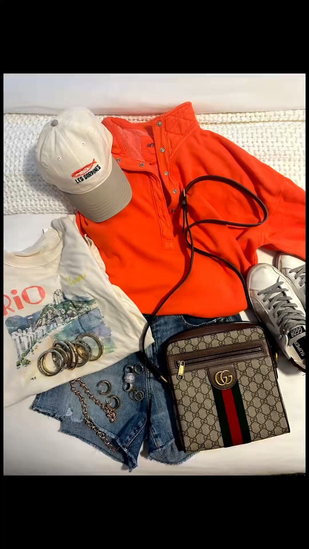 Everything is a size medium from Aerie. I’m 5’7 140 pounds with a 33” inseam and the shorts are the perfect length! 
Gucci purse is no longer made and the golden goose sneakers are old  

#LTKootd #LTKgrwm #LTKOver40