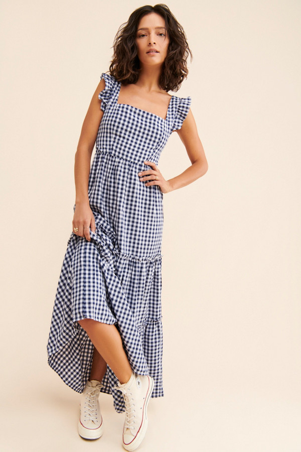 Blue Plaid Tie Back Dress | Nuuly