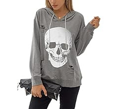 Blooming Jelly Women's Crewneck Sweatshirt Skull Graphic T Shirts Long Sleeve Top Pullover Oversi... | Amazon (US)