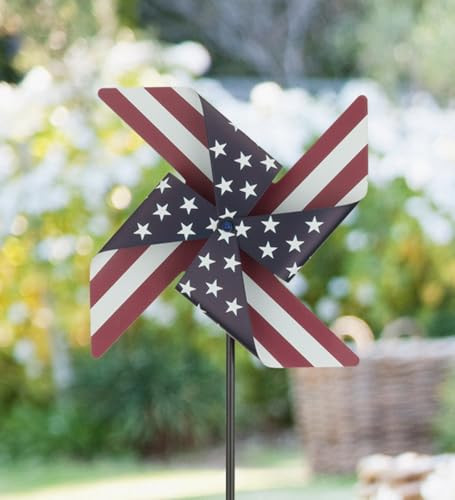 Regal Art & Gift Americana Pinwheel Spinner Stake, Patriotic Metal Wind Sculpture, Weather-Resistant Decorative Kinetic Yard Art for Outdoor Garden and Lawn – Stripe | Amazon (US)