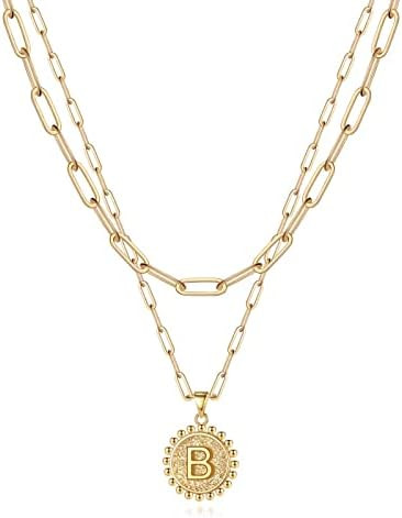 Yoosteel Layered Initial Necklaces for Women Trendy, Letter A-Z Necklace | Amazon (US)