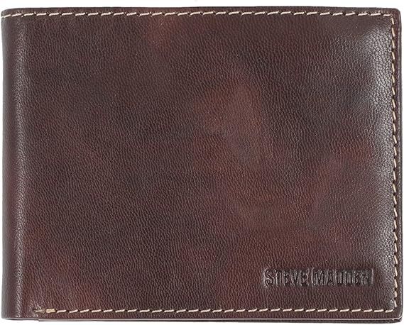 Steve Madden Men's Leather RFID Wallet Extra Capacity Attached Flip Pocket | Amazon (US)