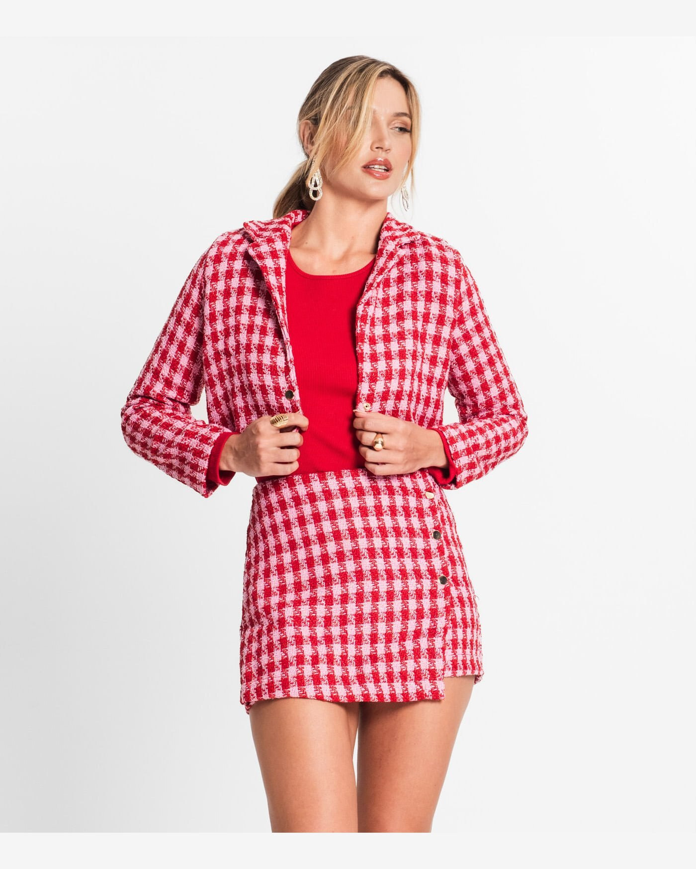 Shorts Saia Feminino Em Tweed Endless Vermelho | Riachuelo (BR)