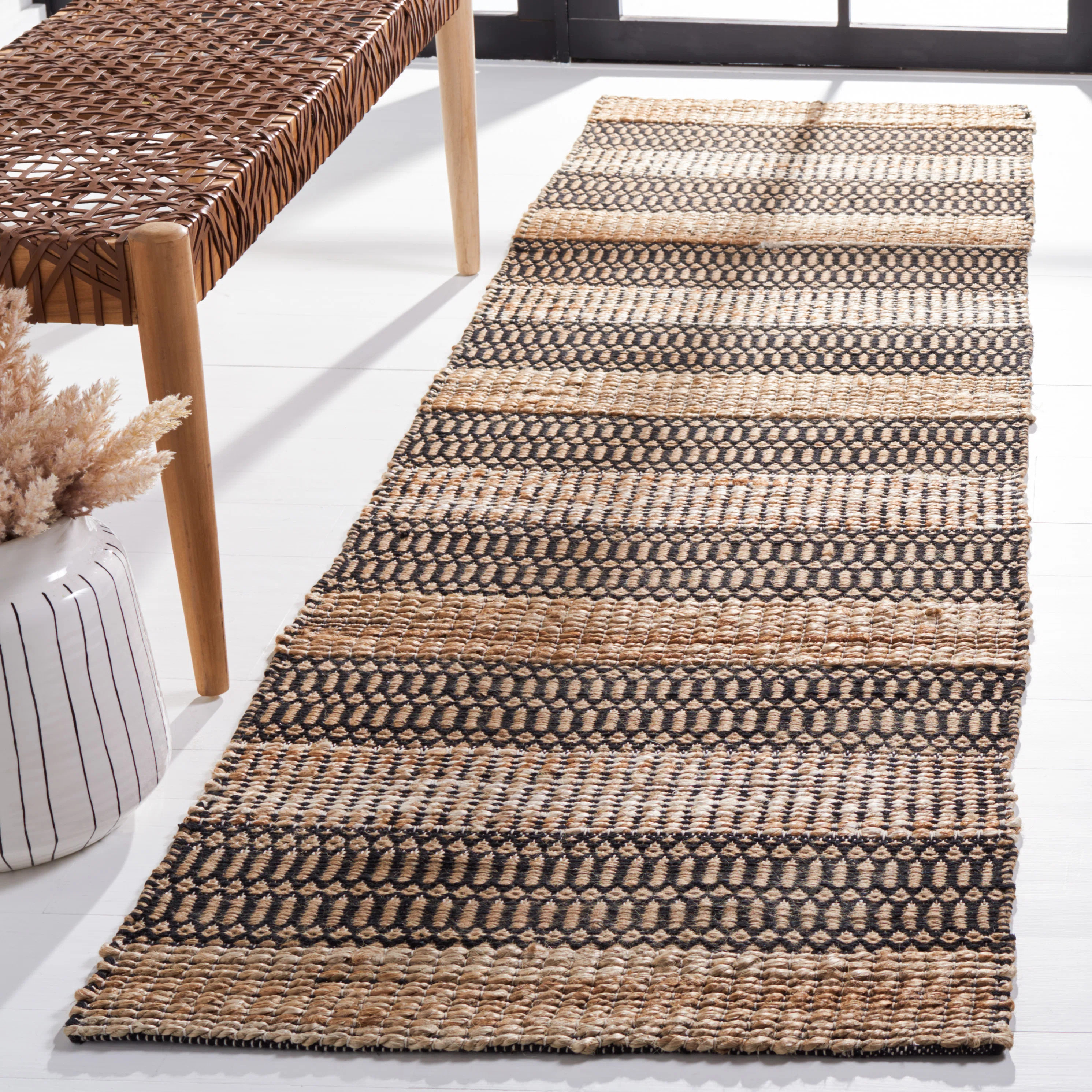 Rafael Geometric Flatweave Black/Natural Area Rug | Wayfair North America