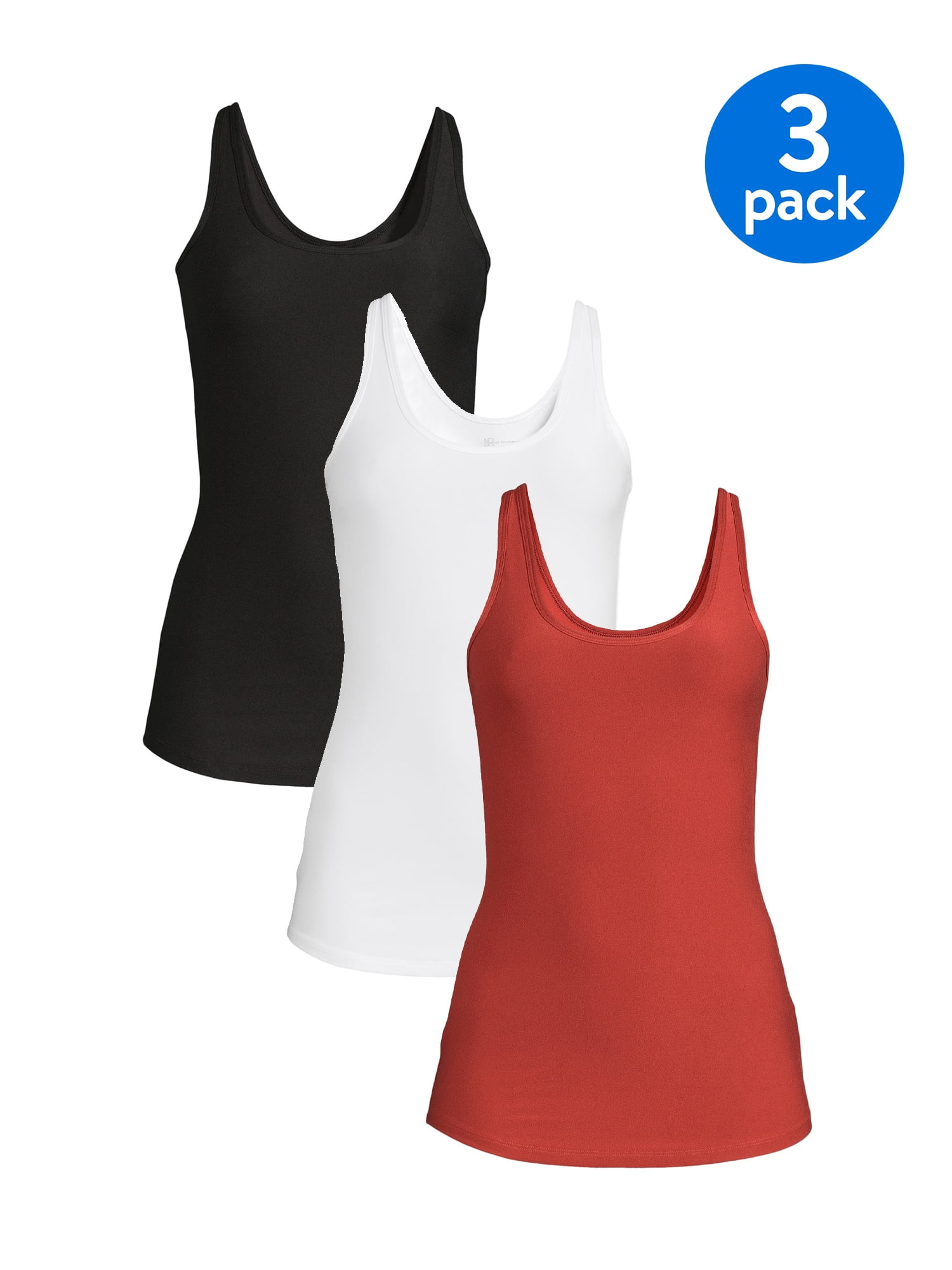 No Boundaries Junior's Scoop Neck Tank Top, 3-Pack | Walmart (US)