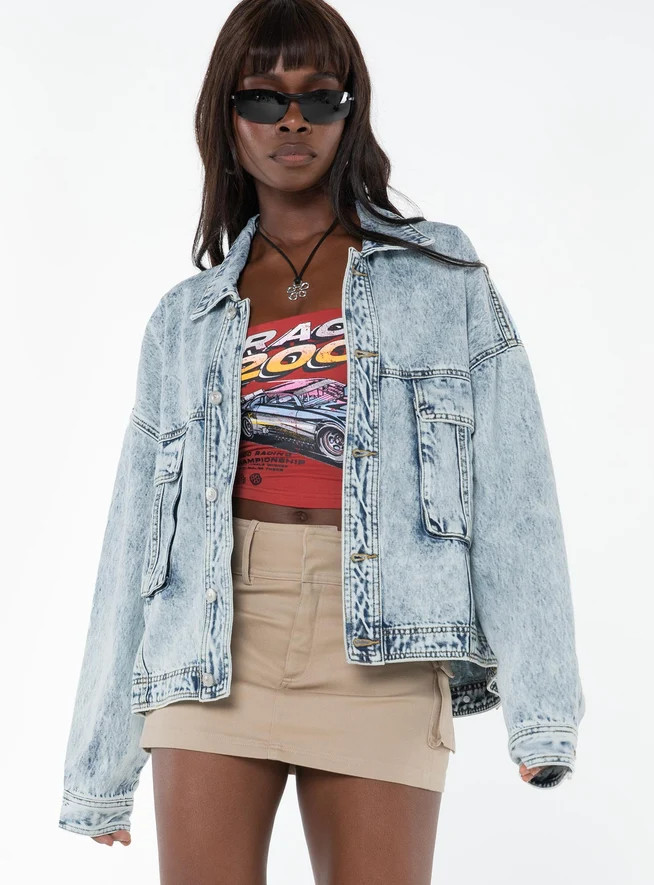 Kier Oversized Jacket Denim Light Wash | Princess Polly US