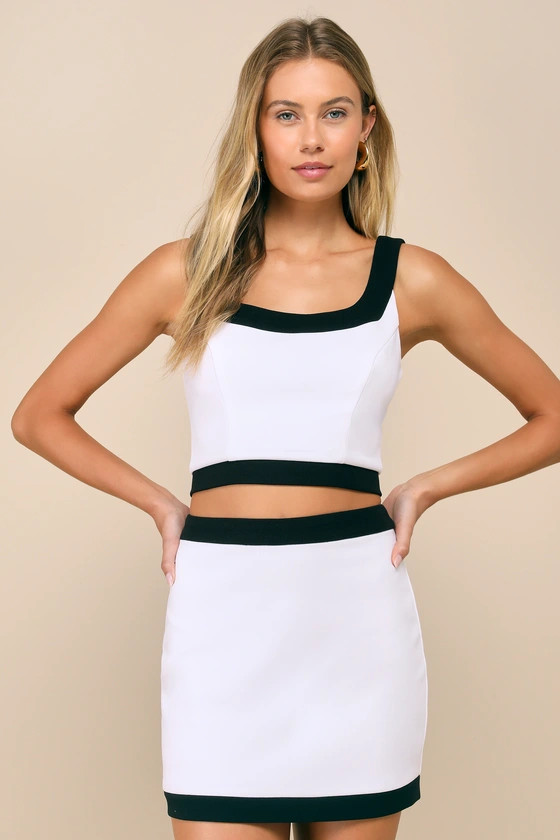 Totally Sensational White Color Block Bodycon Mini Skirt | Lulus