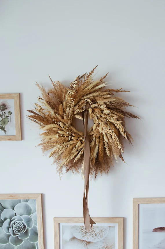 Boho Wreath Dry Flowers Wreath Pampas Grass Wreath Eco - Etsy | Etsy (US)
