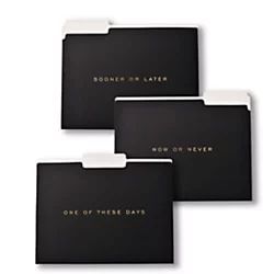 Gartner™ Studios Soft-Touch Now Or Never File Folders, 8-1/2"" x 11"", Letter Size, Black/Gold, Pack | Walmart (US)