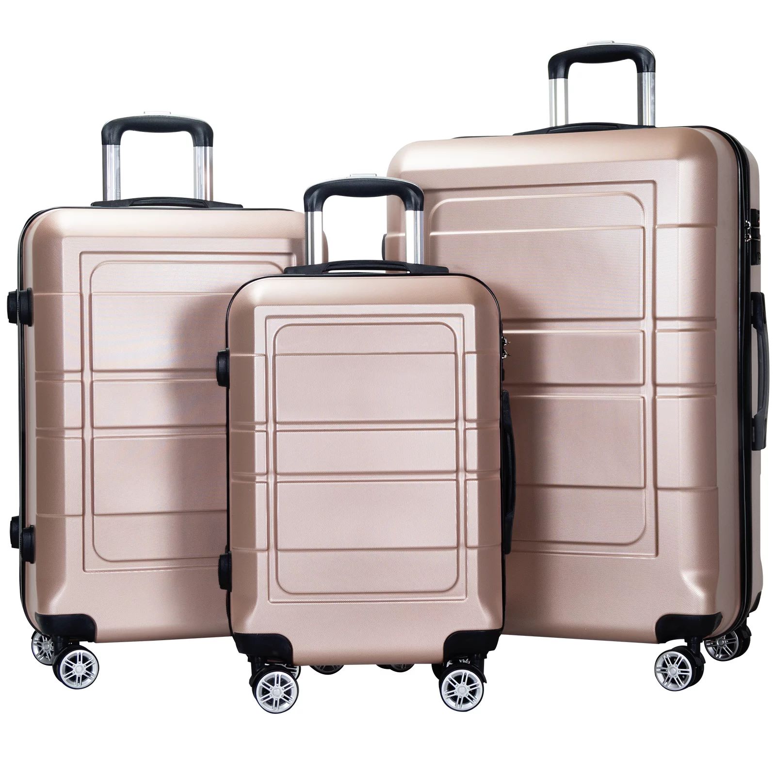AEDILYS 3 Piece Suitcase Luggage Set - Rose Gold - Walmart.com | Walmart (US)