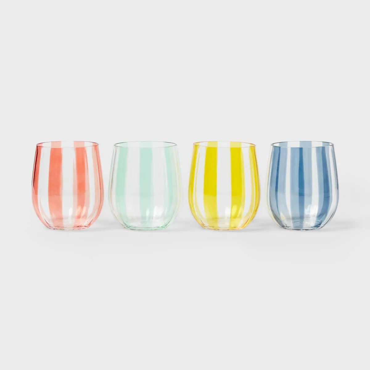 4pk 14 fl oz Striped Stemless Wine Glasses - Sun Squad™ | Target
