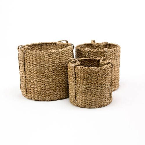 251 First Afton Seagrass Round Braided Storage Basket With Handle, Set Of 3 Pcgm2121 | Bellacor | Bellacor