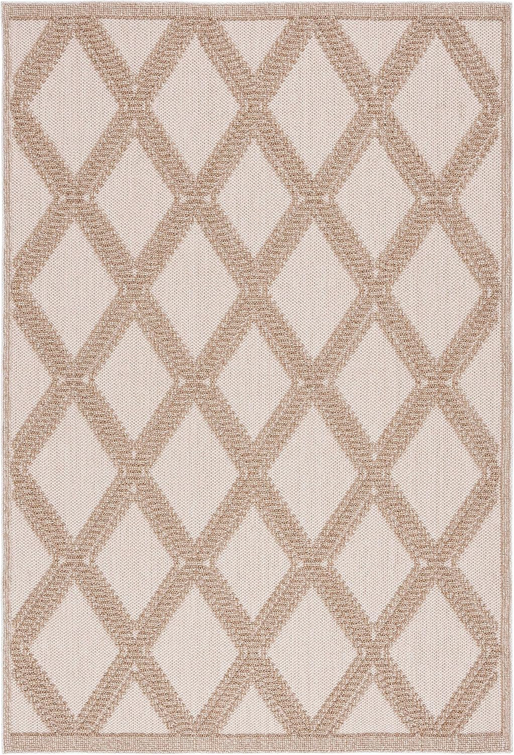SAFAVIEH Washable Rug Outdoor Global Collection - 5'3" x 7'6", Beige & Brown, Non-Shedding & Easy... | Amazon (US)