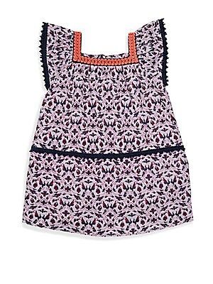 Roller Rabbit Girl's Oceania Print Trapeze Dress - Rose - Size 4 | Saks Fifth Avenue