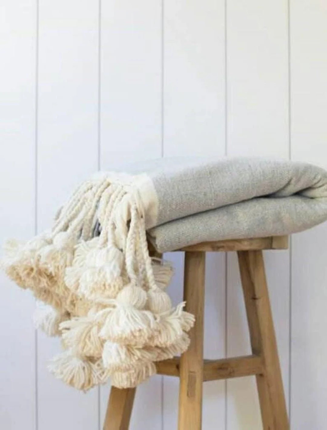 Moroccan Pom Pom Trow Blanket Cotton Blanket Bohemian Blanket - Etsy | Etsy (US)