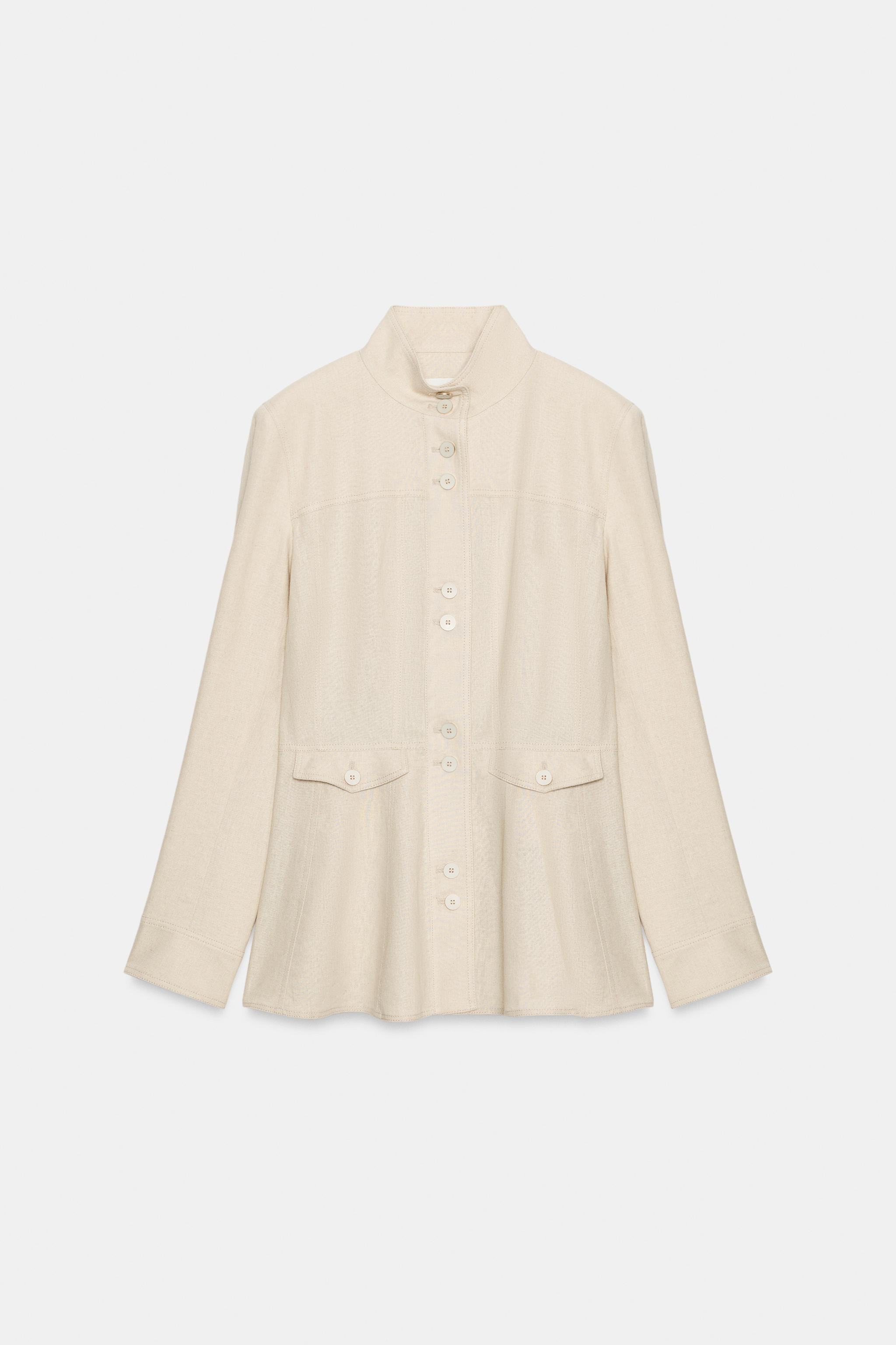 FITTED LINEN JACKET WITH SHOULDER PADS | Zara US