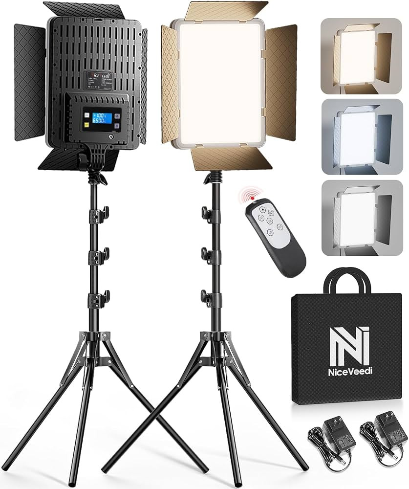 NiceVeedi 2-Pack Photography Lighting Kit, 36W Bi-Color Studio Lights 2700-6500K CRI 95+, Dimmabl... | Amazon (US)