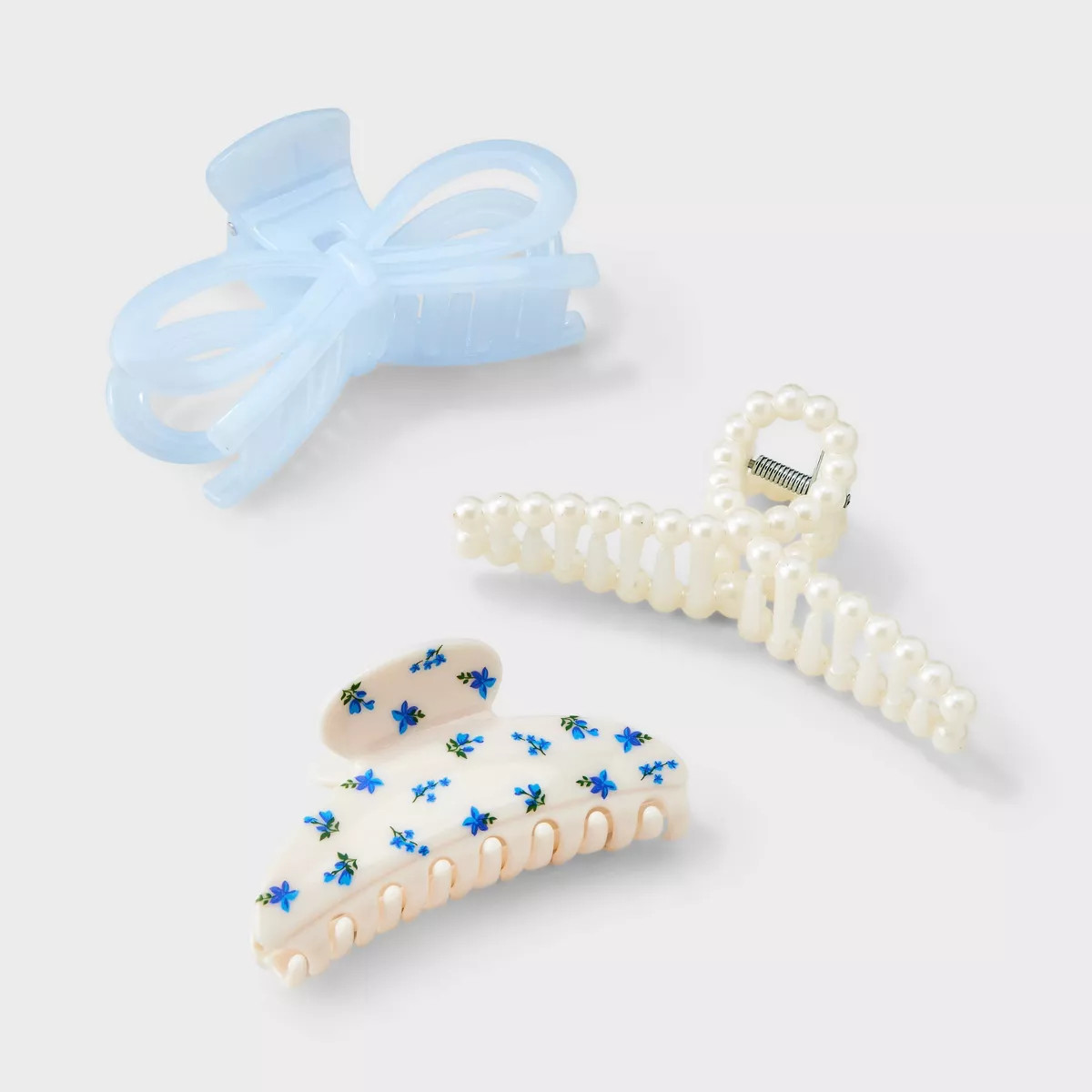 Girls' 3pk Pearl Claw Clip Set - art class™ Blue | Target