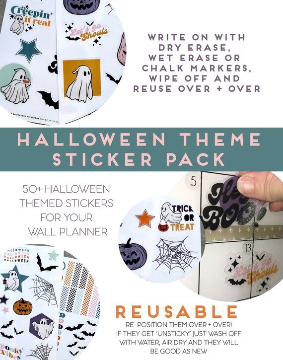 Reusable HALLOWEEN Themed Stickers for Clear Acrylic Calendar - Etsy | Etsy (US)