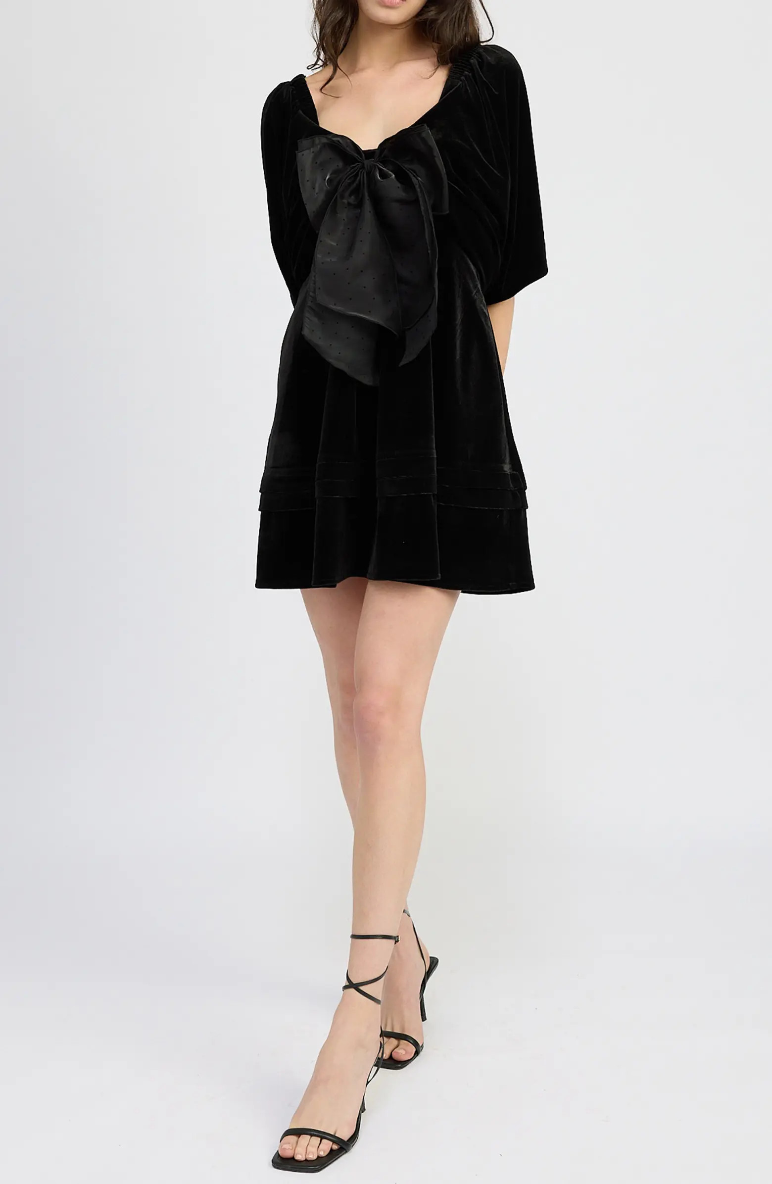 En Saison Avery Bow Front Velvet Minidress | Nordstrom | Nordstrom