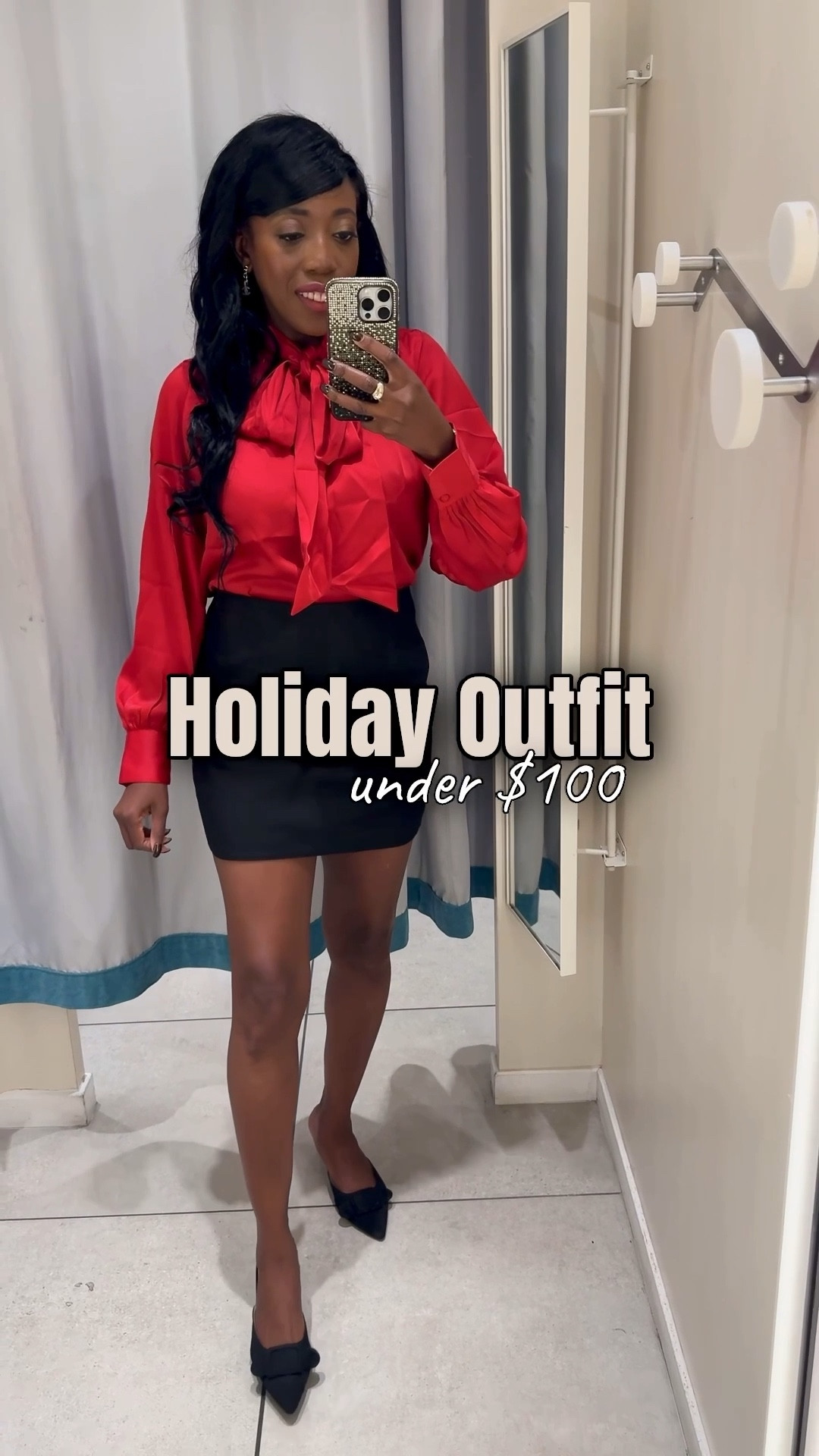 Blouse is true to size. Wearing a small. 
Mini skirt is true to size. Wearing a 6. 

Wear to Work, Ootd, Holiday Outfit, 

#LTKSeasonal #LTKHoliday #LTKWorkWear #LTKOver40 #LTKSaleAlert

#LTKCyberWeek #LTKFindsUnder100 #LTKootd