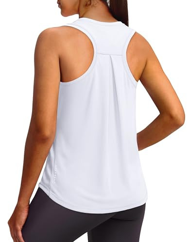 XIEERDUO Workout Clothes for Women White Tops for Women Activewear Mesh White Tank Top XL | Amazon (US)