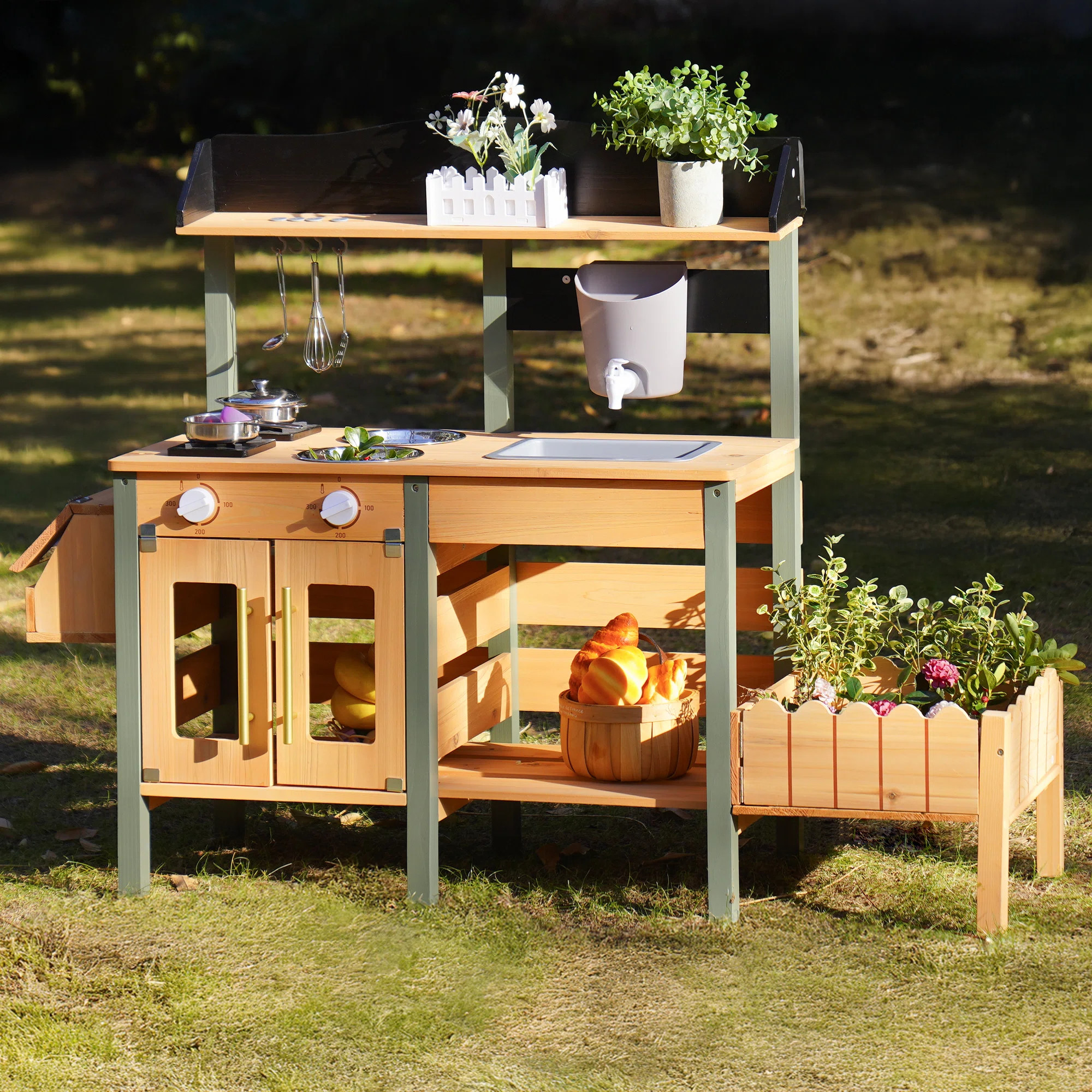 Mud Kitchen With Insect Observation Box & Planter Box, Toddler Play Kitchen | Wayfair North America