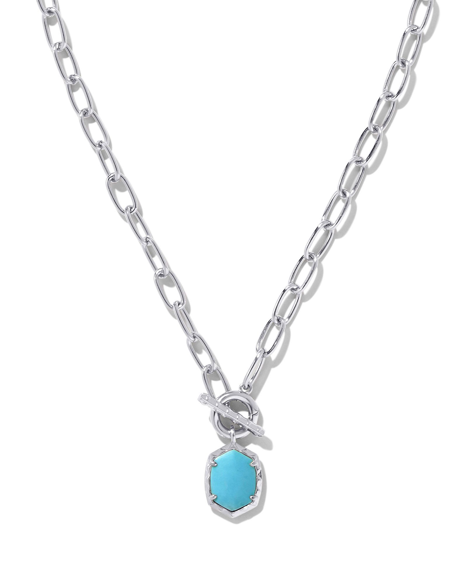 Daphne Convertible Silver Link and Chain Necklace in Variegated Turquoise Magnesite | Kendra Scott
