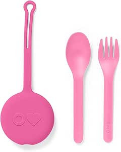 OmieBox Kids Utensils Set with Case - 2 Piece Plastic, Reusable Fork and Spoon Silverware with Po... | Amazon (US)