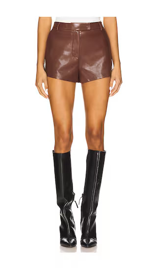 x REVOLVE Demi Faux Leather Short in Chocolate Brown | Revolve Clothing (Global)
