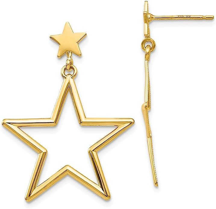 14k Yellow Gold Star Drop Dangle Chandelier Post Stud Earrings Celestial Fine Jewelry For Women G... | Amazon (US)