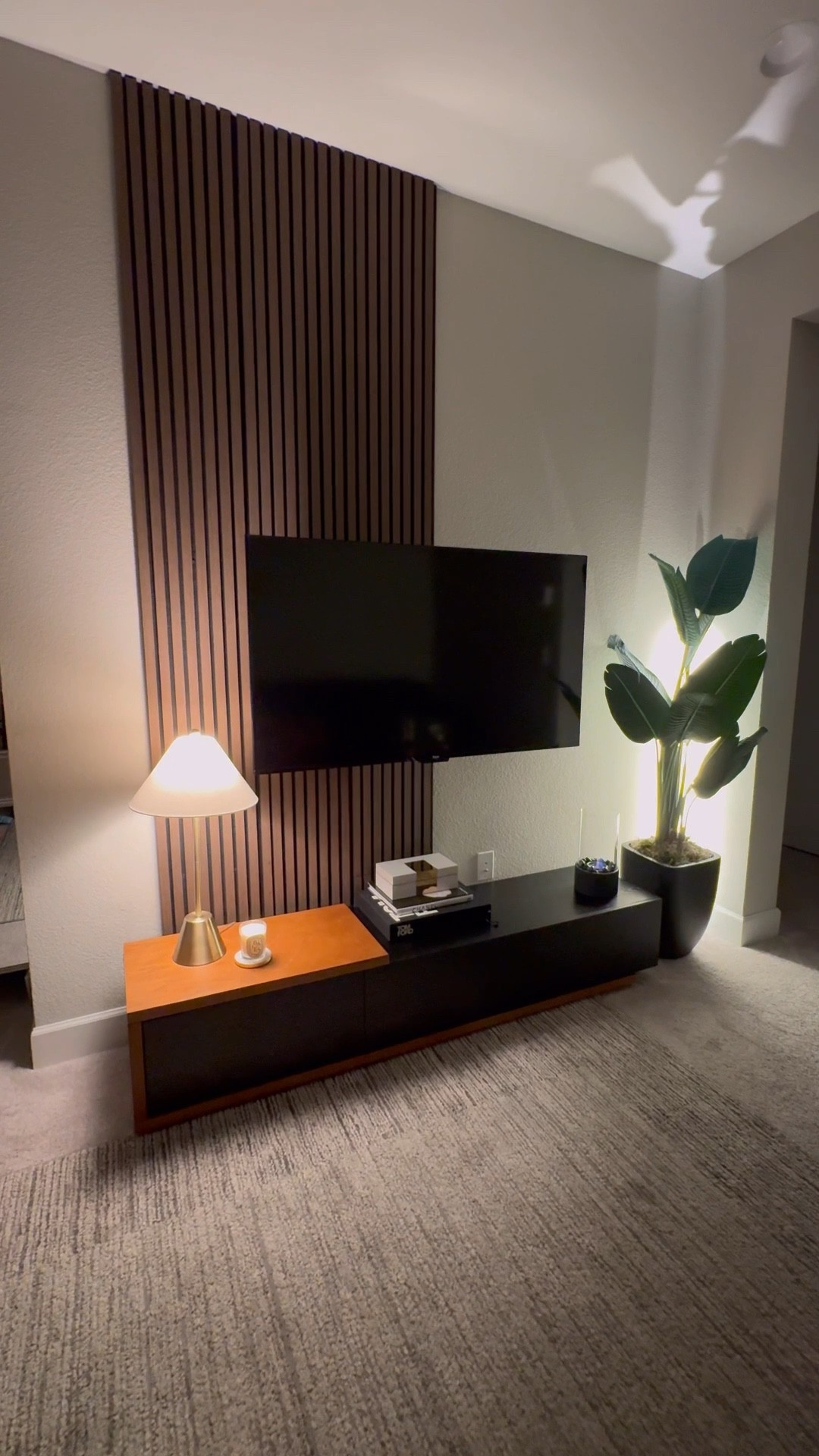 affordable diy - wall slats - moody lights

#LTKSeasonal #LTKHome #LTKFindsUnder100