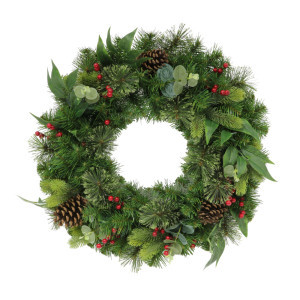 Pine Cones and Berries Artificial Christmas Wreath - 24" - Unlit | Christmas Central
