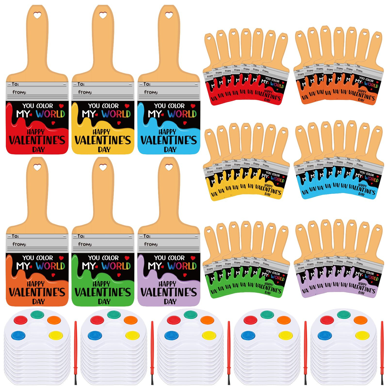 Sabary 50 Pack Bulk Valentines Day Gifts Include Painting Valentines Day Card Watercolor Paint Mi... | Amazon (US)