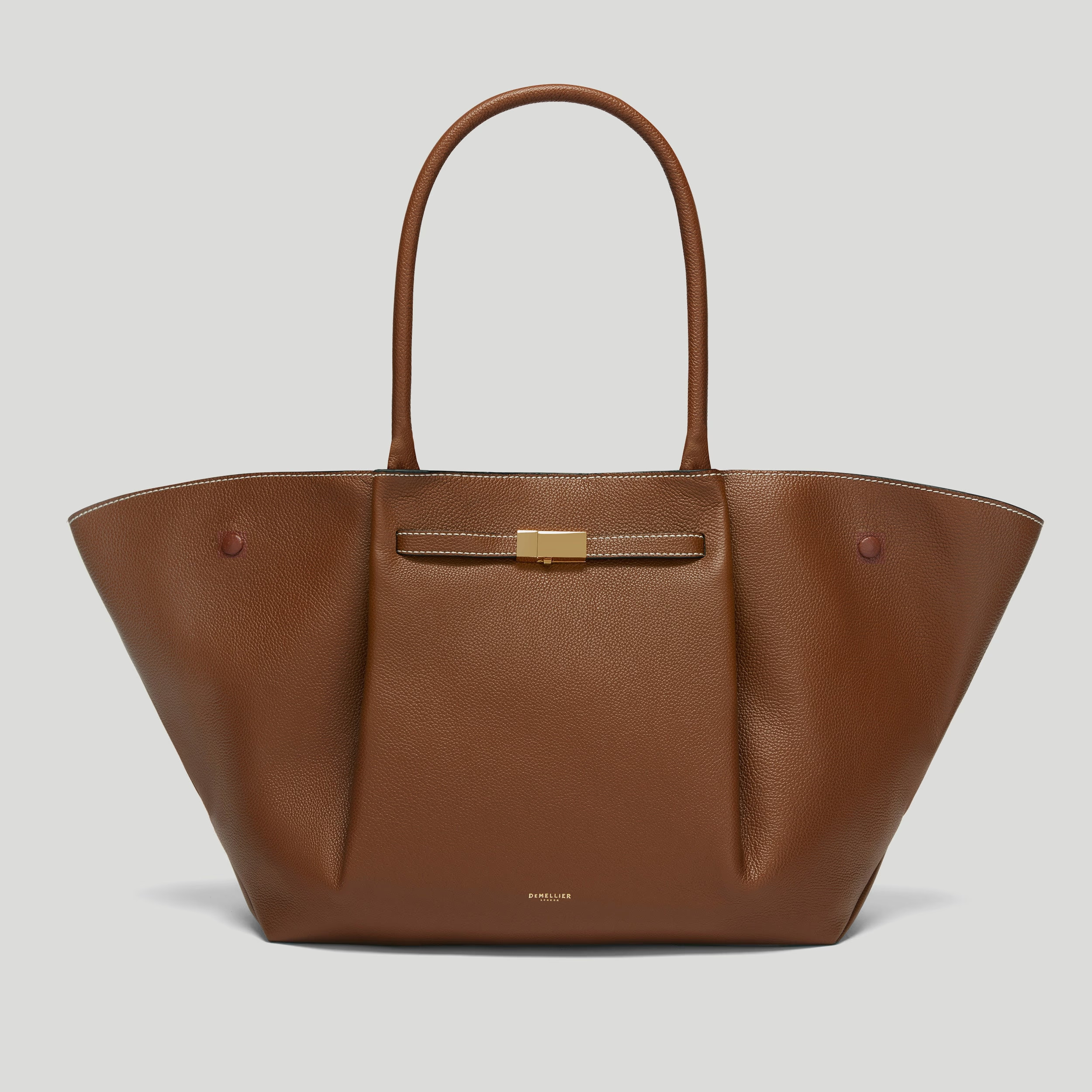 The New York | Tan Small Grain Ecru Stitching | DeMellier | DeMellier