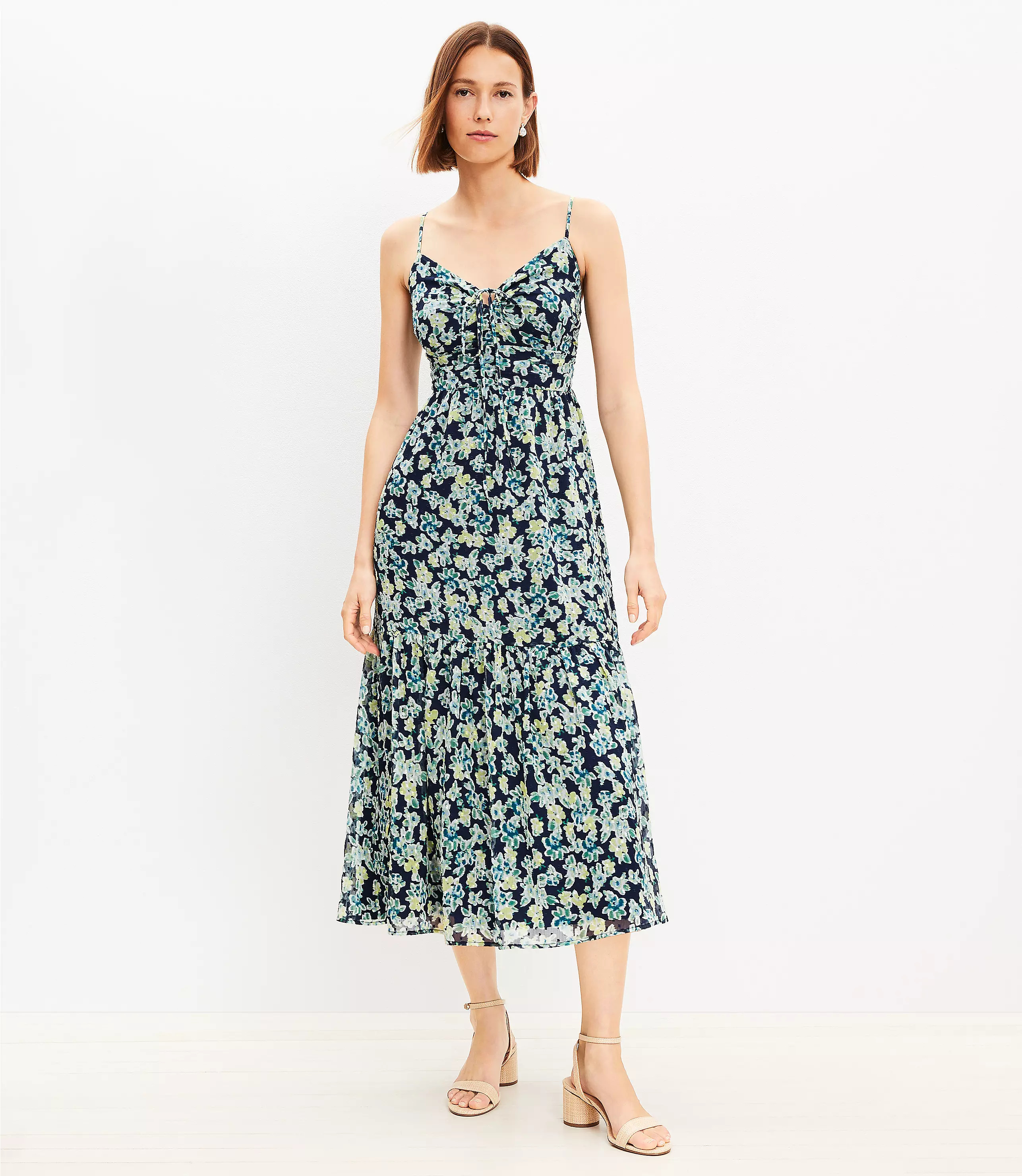 Ikat Buttercup Clip Keyhole Strappy Midi Dress | LOFT