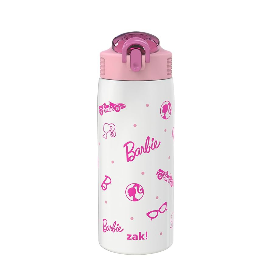 Zak Designs Barbie Water Bottle for Travel and At Home, 19 oz Vacuum Insulated Stainless Steel wi... | Amazon (US)