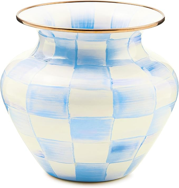 MACKENZIE-CHILDS Enamel Vase, Unique Flower-Vase Decor for Living Room, Large, Light-Blue-and-Whi... | Amazon (US)