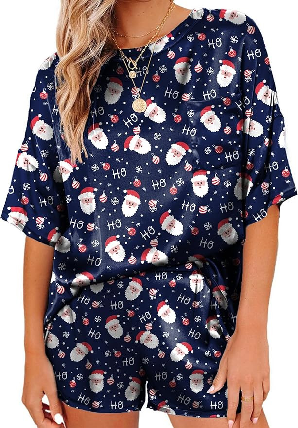 Ekouaer Satin Pajamas for Women Short Sleeve Silk Pajama Sets Soft Sleepwear Top wit... | Amazon (US)