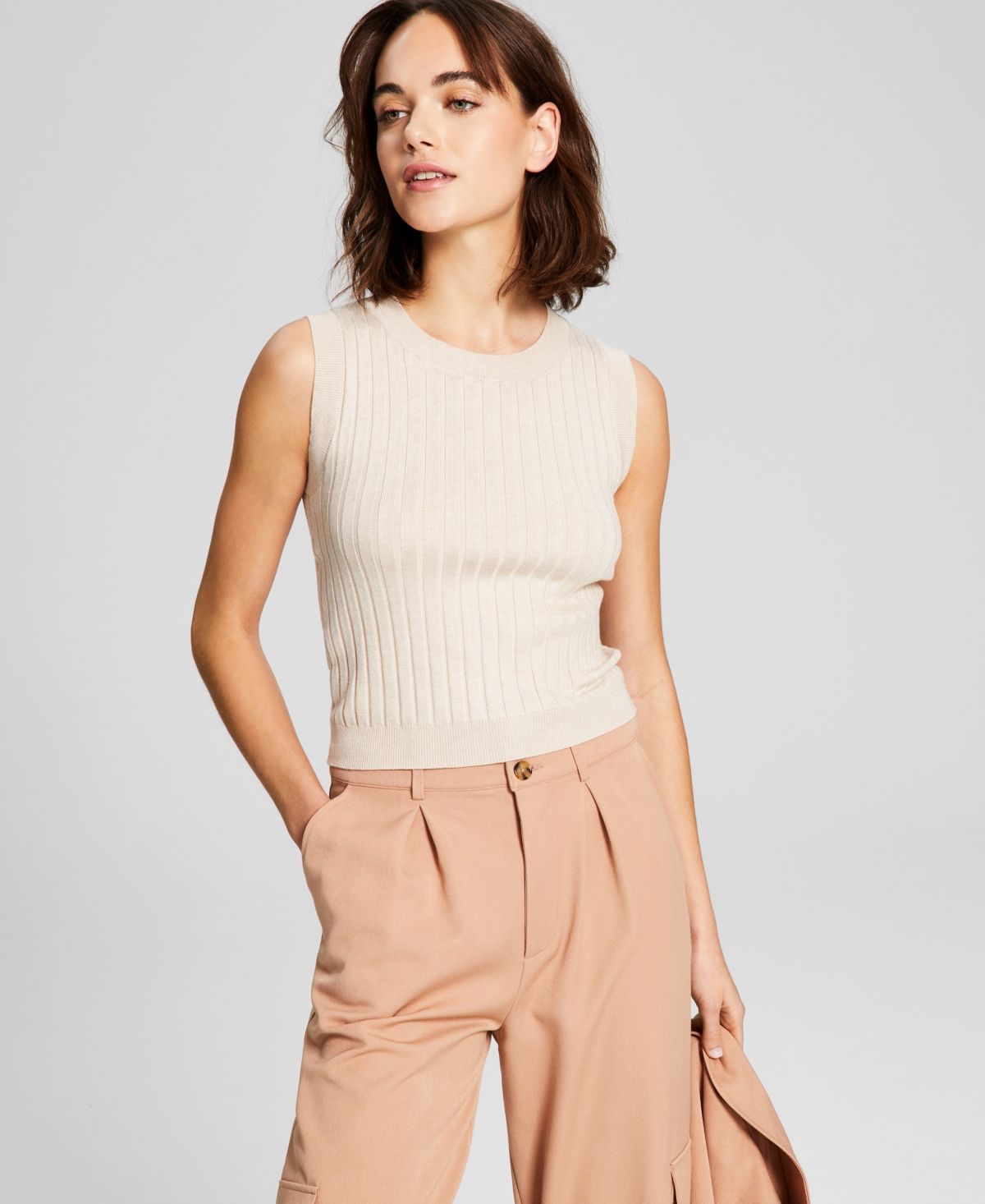 And Now This Women's Ribbed Sleeveless Sweater Tank | Macys (US)