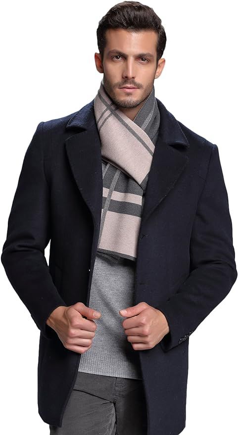 RIONA Men's Winter Cashmere Feel Australian Wool Soft Warm Knitted Scarf with Gift Box(Beige) | Amazon (CA)